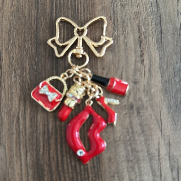 Gold and Red Charm Keychain - Picture 1 of 4